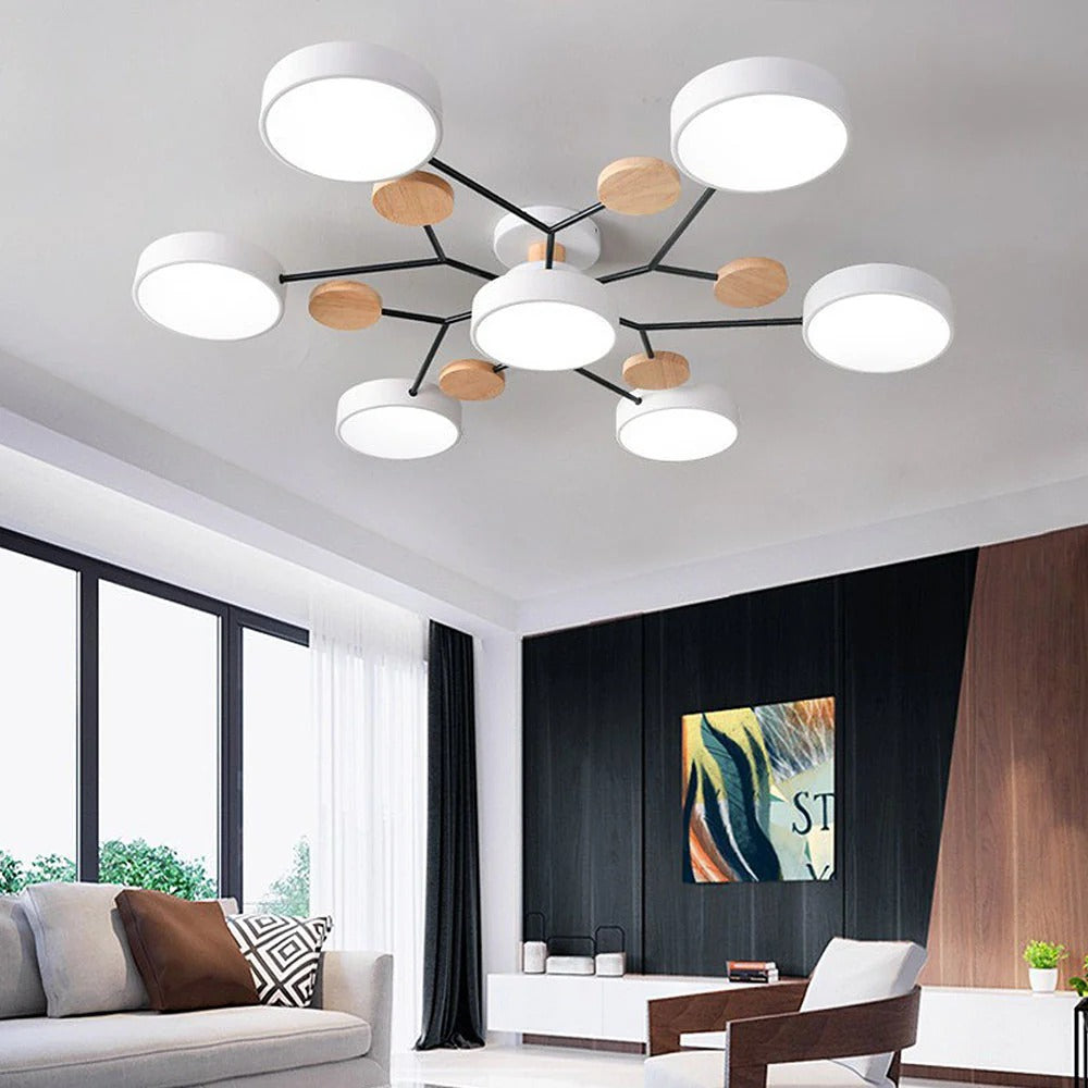 Stilvoller Runder LED-Kronleuchter Aus Eisen für Halbeinbau