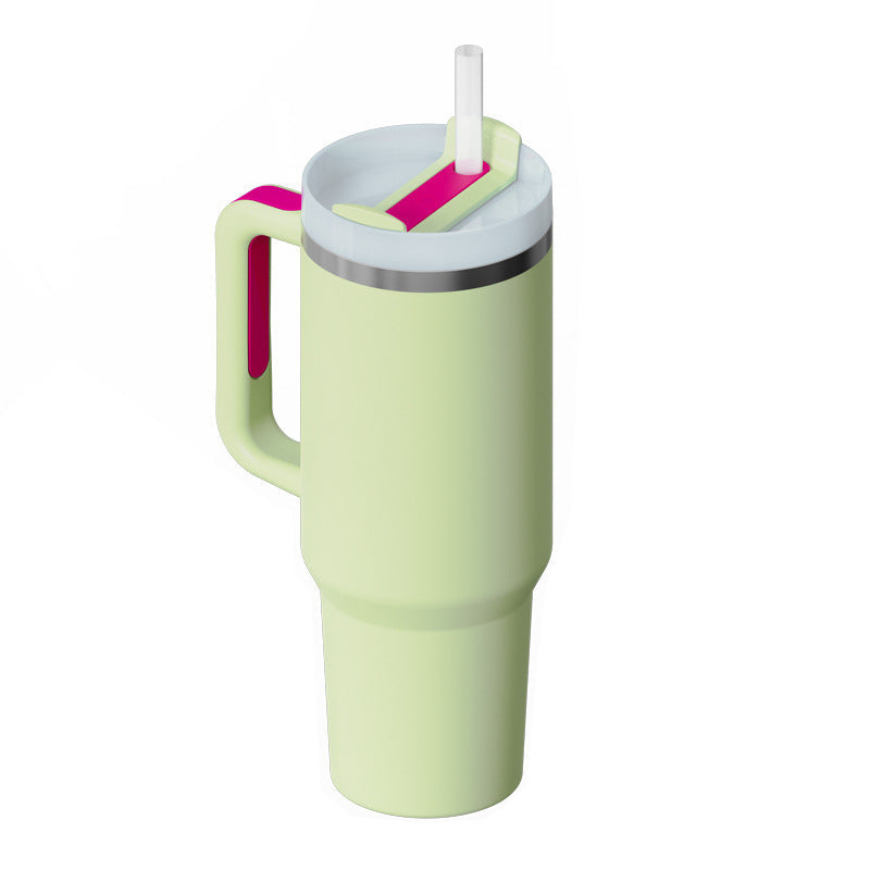 Bedruckter Isolier-Tumbler aus Edelstahl mit Strohhalm