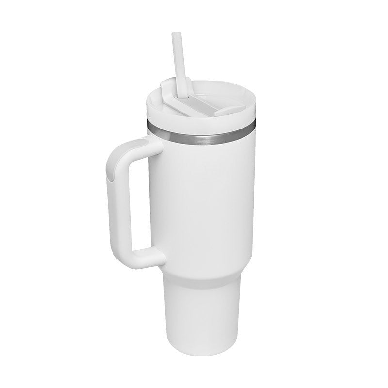 Bedruckter Isolier-Tumbler aus Edelstahl mit Strohhalm