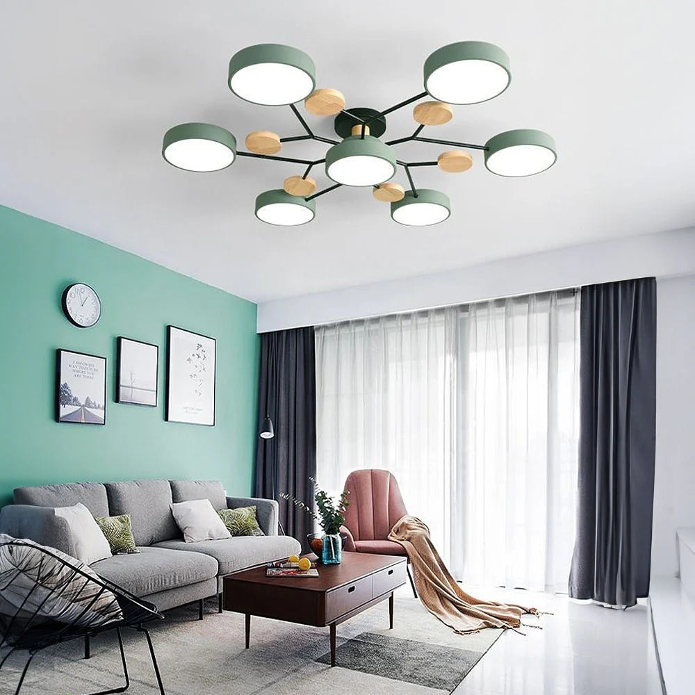 Stilvoller Runder LED-Kronleuchter Aus Eisen für Halbeinbau