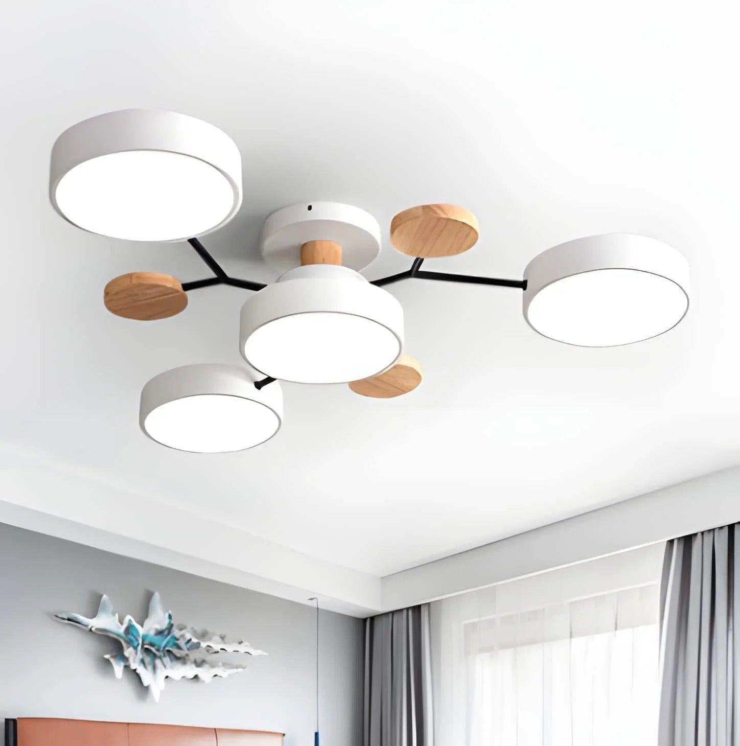 Stilvoller Runder LED-Kronleuchter Aus Eisen für Halbeinbau