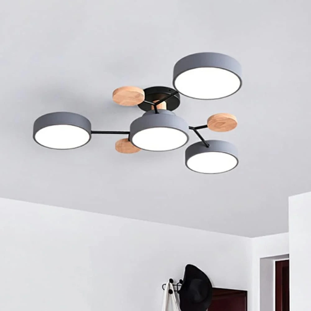 Stilvoller Runder LED-Kronleuchter Aus Eisen für Halbeinbau