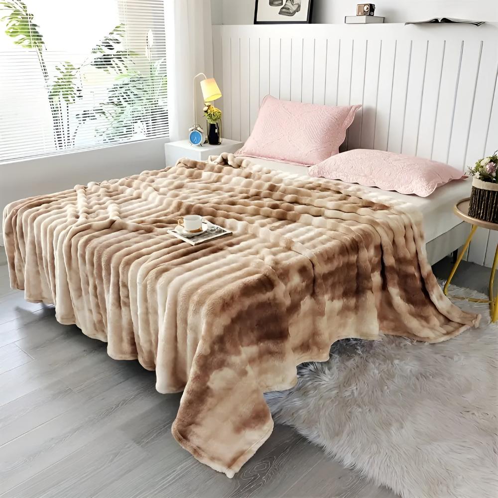 Trendige Ripple Tie-Dye Kunstfell-Decke