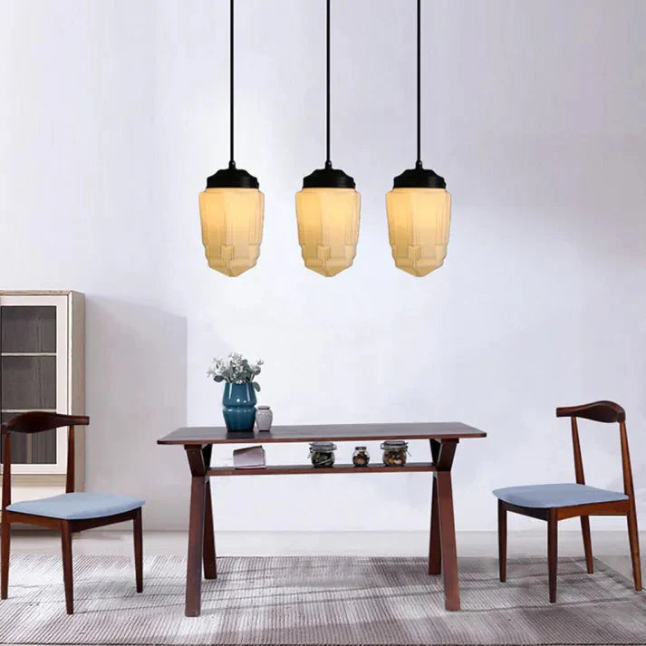 Weißes Milchglas Pendelleuchte | Vintage-Jar-Stil