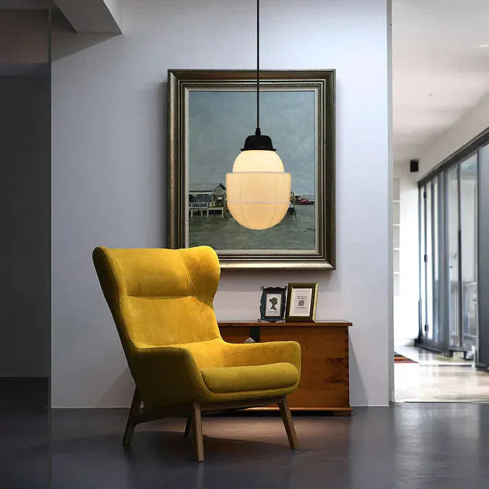 Weißes Milchglas Pendelleuchte | Vintage-Jar-Stil