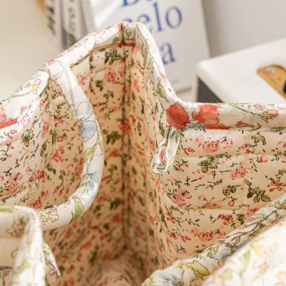 Stoff-Aufbewahrungskorb mit Blumenmuster