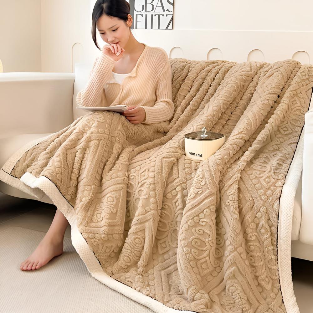 Sherpa-Decke mit Mandala-Motiv