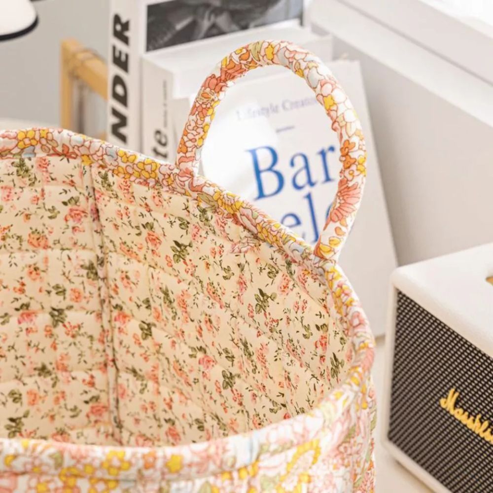 Stoff-Aufbewahrungskorb mit Blumenmuster