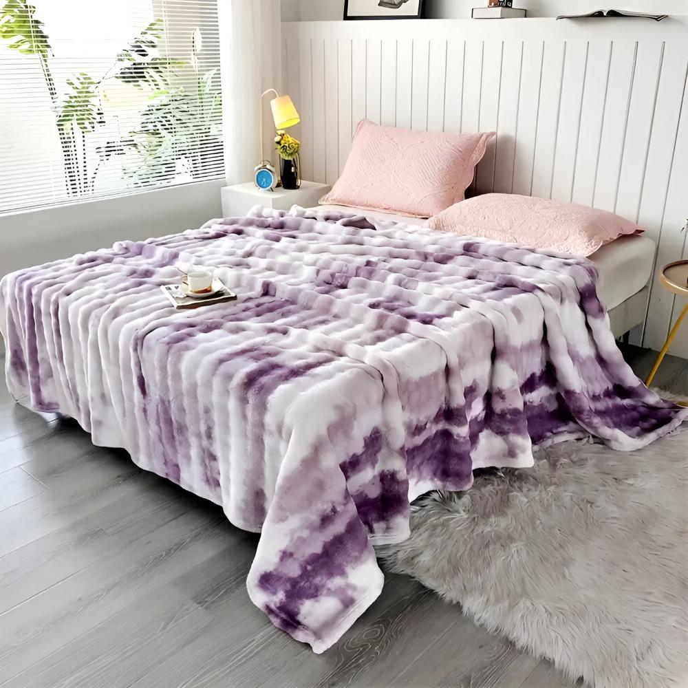 Trendige Ripple Tie-Dye Kunstfell-Decke