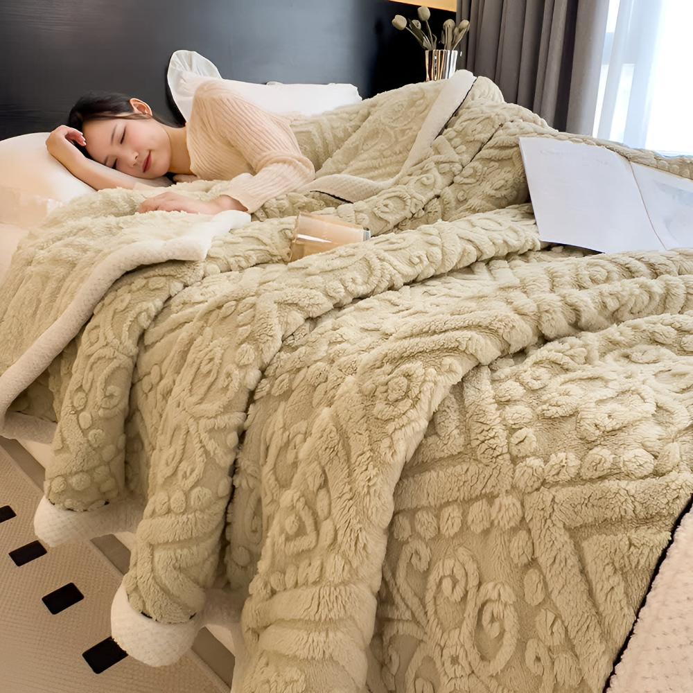 Sherpa-Decke mit Mandala-Motiv
