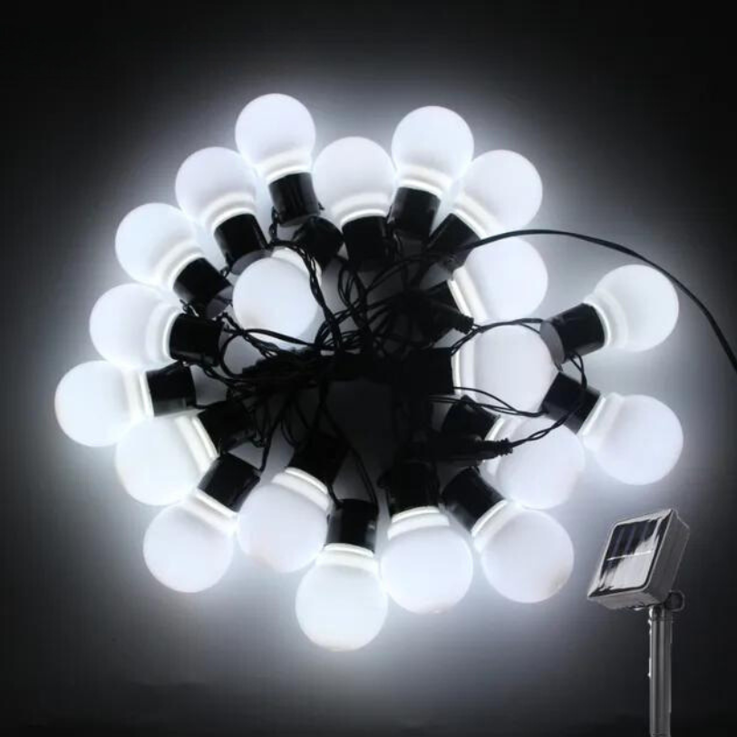 Solar-Festoon-Lichterkette für Draußen – Warmweiß