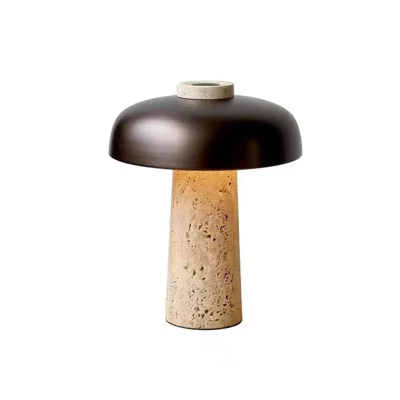 Rustikale Tischlampe aus Travertin