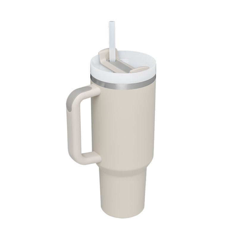 Bedruckter Isolier-Tumbler aus Edelstahl mit Strohhalm