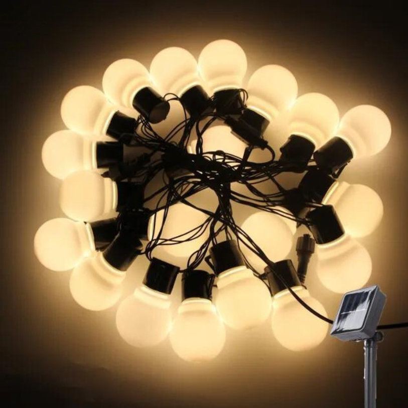 Solar-Festoon-Lichterkette für Draußen – Warmweiß