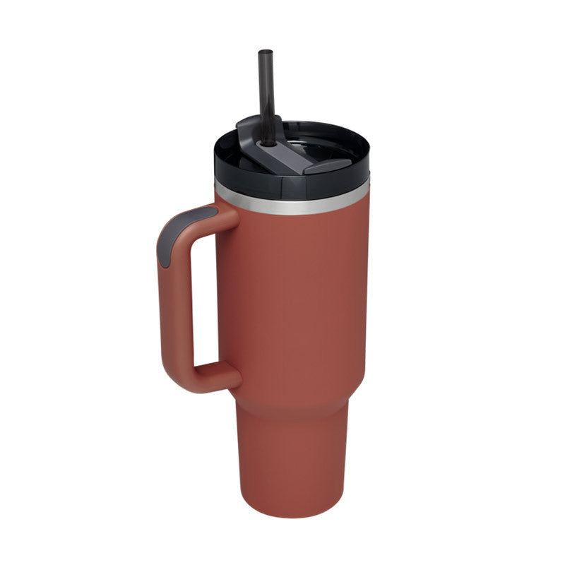 Bedruckter Isolier-Tumbler aus Edelstahl mit Strohhalm
