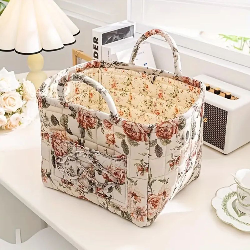 Stoff-Aufbewahrungskorb mit Blumenmuster