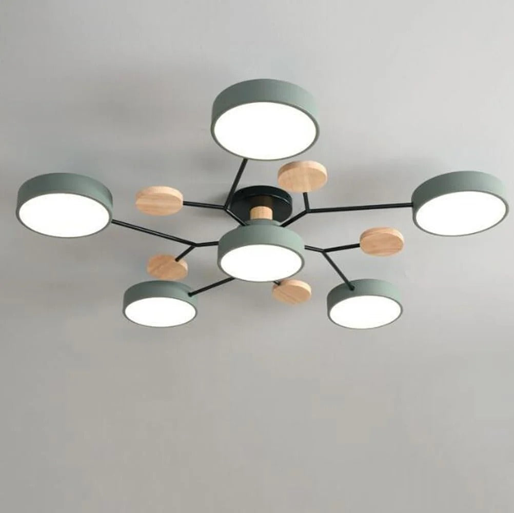 Stilvoller Runder LED-Kronleuchter Aus Eisen für Halbeinbau