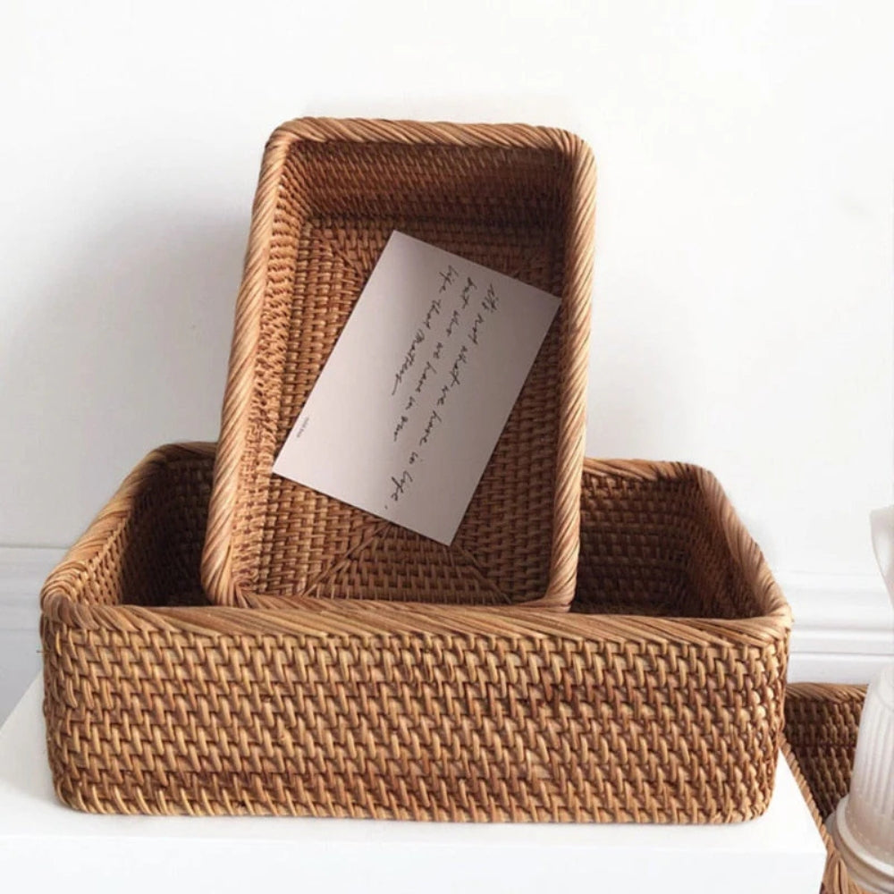 Aufbewahrungskorb aus Rattan | Rechteckige Form