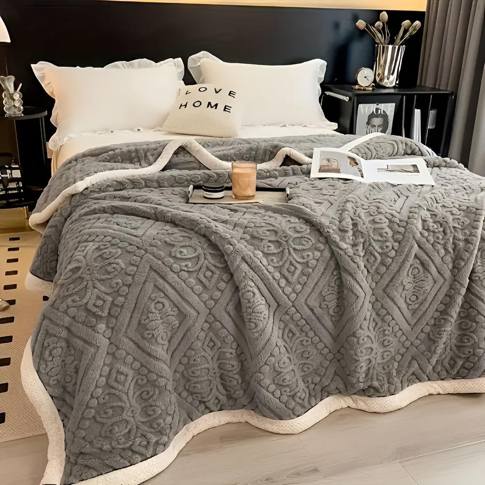 Sherpa-Decke mit Mandala-Motiv
