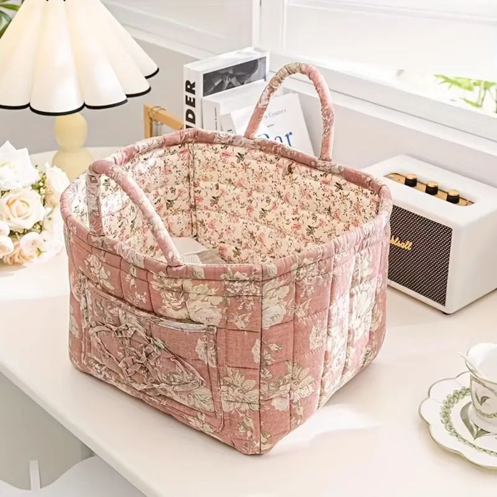 Stoff-Aufbewahrungskorb mit Blumenmuster