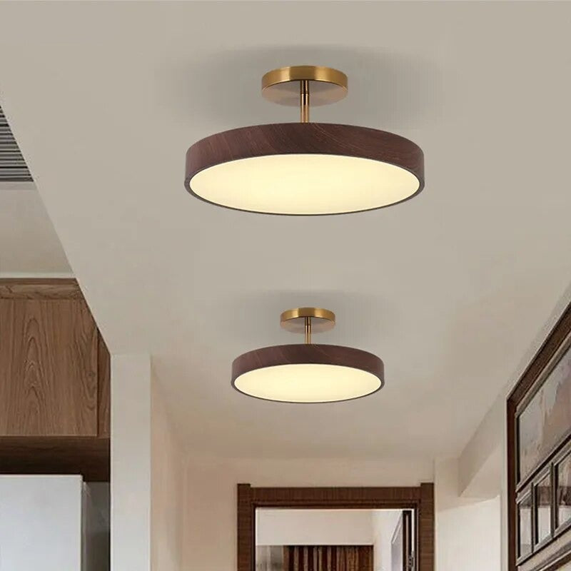 Halb Eingelassene Deckenlampe aus Holz mit Integrierter LED