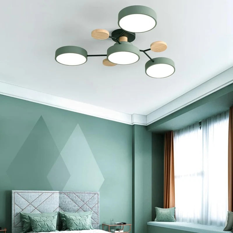 Stilvoller Runder LED-Kronleuchter Aus Eisen für Halbeinbau