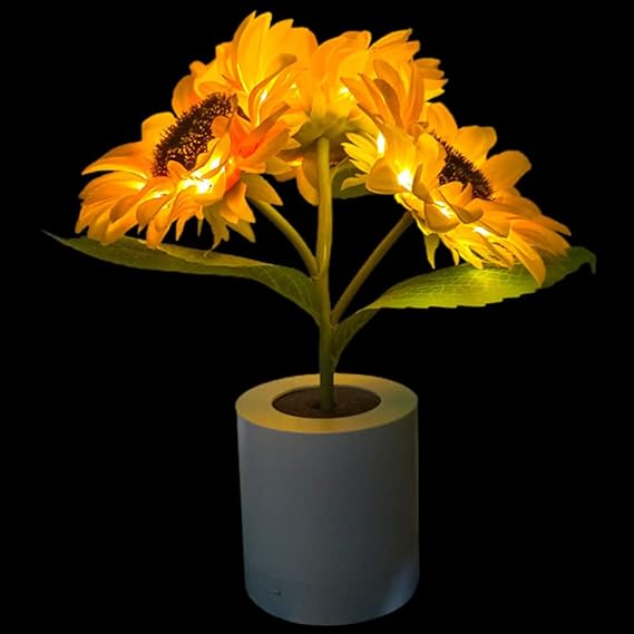 Funkelnde LED-Tischlampe im Sonnenblumen-Design – Strahlende Wohnakzente