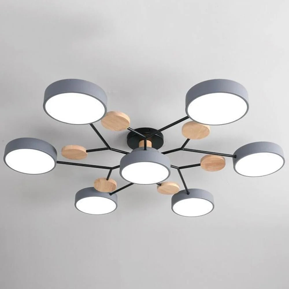 Stilvoller Runder LED-Kronleuchter Aus Eisen für Halbeinbau