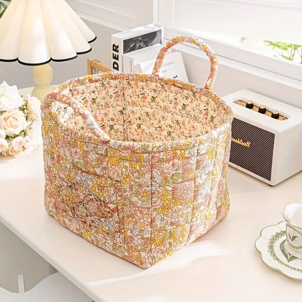 Stoff-Aufbewahrungskorb mit Blumenmuster