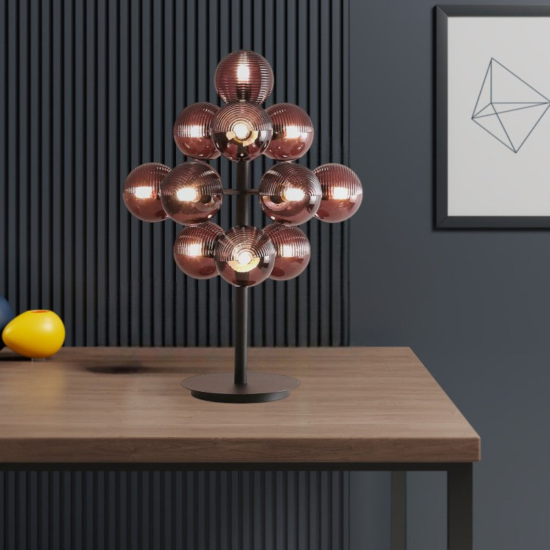 Tischlampe in Traubenform mit Tiefschwarzem Schirm