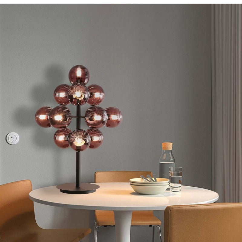 Tischlampe in Traubenform mit Tiefschwarzem Schirm