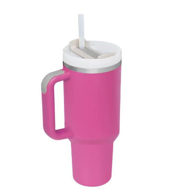 Bedruckter Isolier-Tumbler aus Edelstahl mit Strohhalm