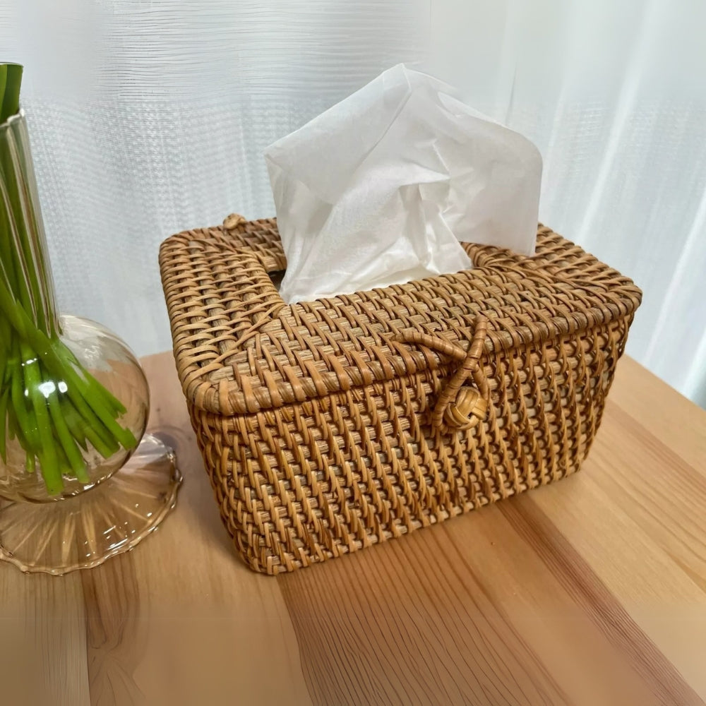 Stilvolle Rattan Taschentuchbox
