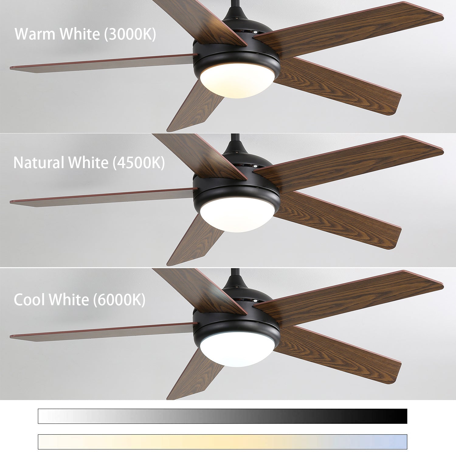 Moderner Deckenventilator 52 Zoll mit Holzflügeln, Dimmbarer LED-Lampe & Fernsteuerung