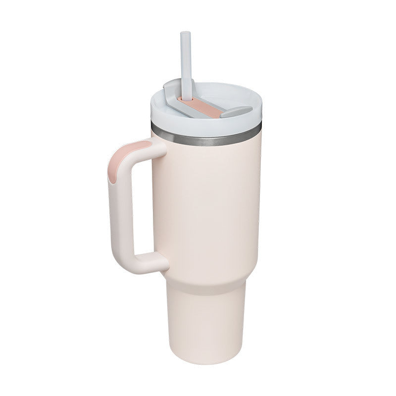 Bedruckter Isolier-Tumbler aus Edelstahl mit Strohhalm