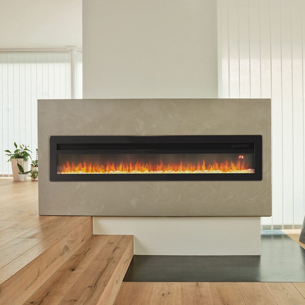 Wandmontierter Elektrokamin 40–60 Zoll, 9 Farben Flammeneffekt, 1800W, Schwarz Oder Weiß, Mit Montagezubehör