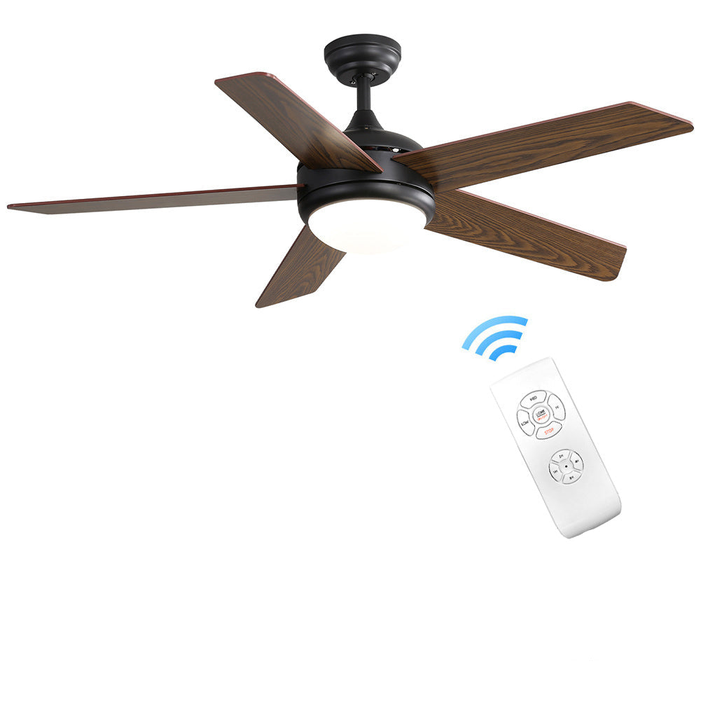 Moderner Deckenventilator 52 Zoll mit Holzflügeln, Dimmbarer LED-Lampe & Fernsteuerung