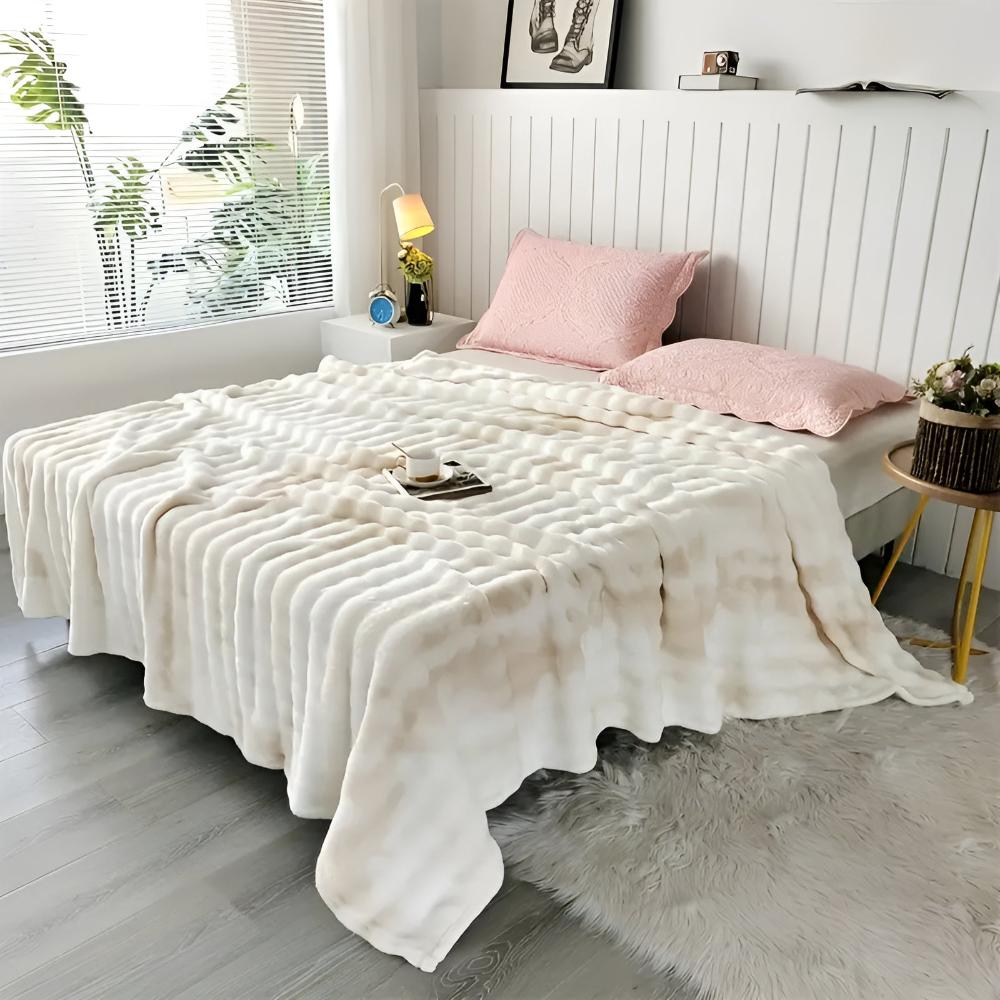 Trendige Ripple Tie-Dye Kunstfell-Decke