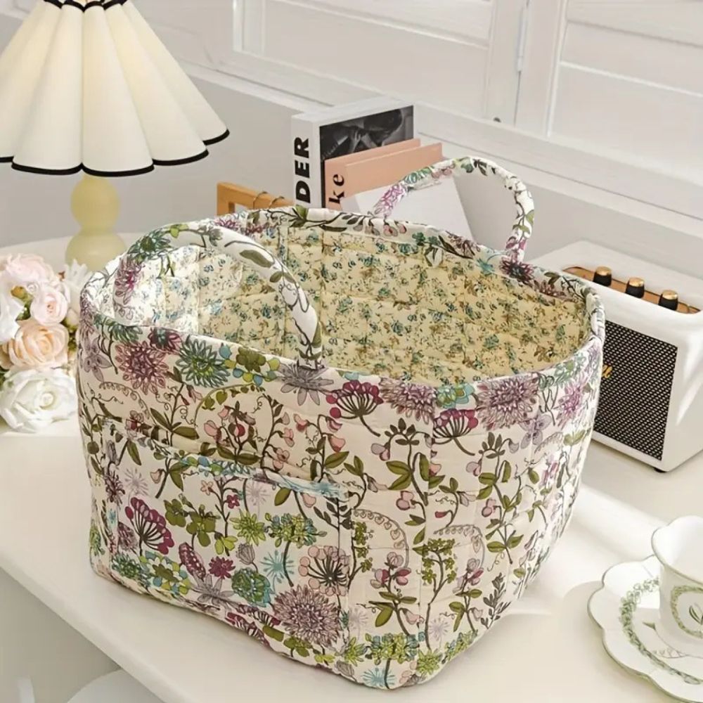 Stoff-Aufbewahrungskorb mit Blumenmuster