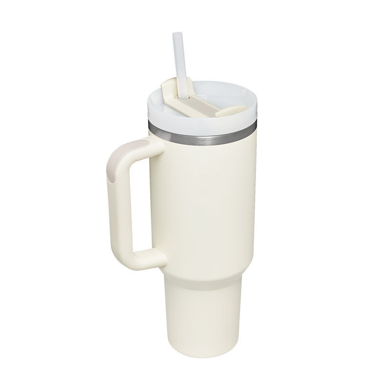 Bedruckter Isolier-Tumbler aus Edelstahl mit Strohhalm