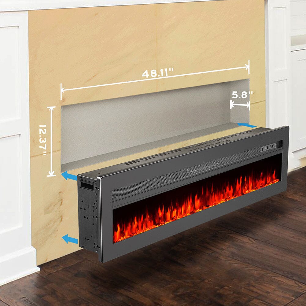 Wandmontierter Elektrokamin 40–60 Zoll, 9 Farben Flammeneffekt, 1800W, Schwarz Oder Weiß, Mit Montagezubehör