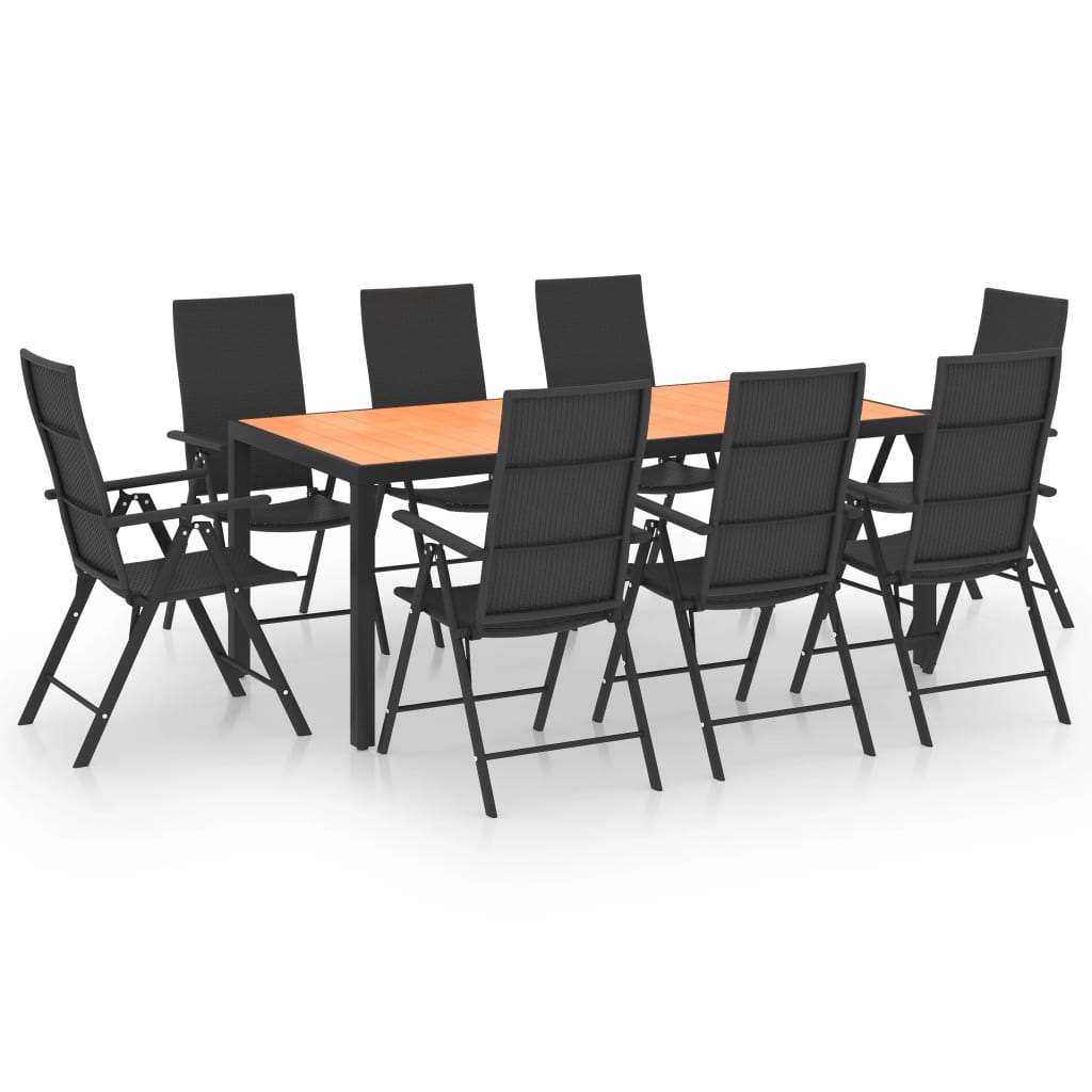 9-Tlg. Garten-Essgruppe Schwarz Und Braun