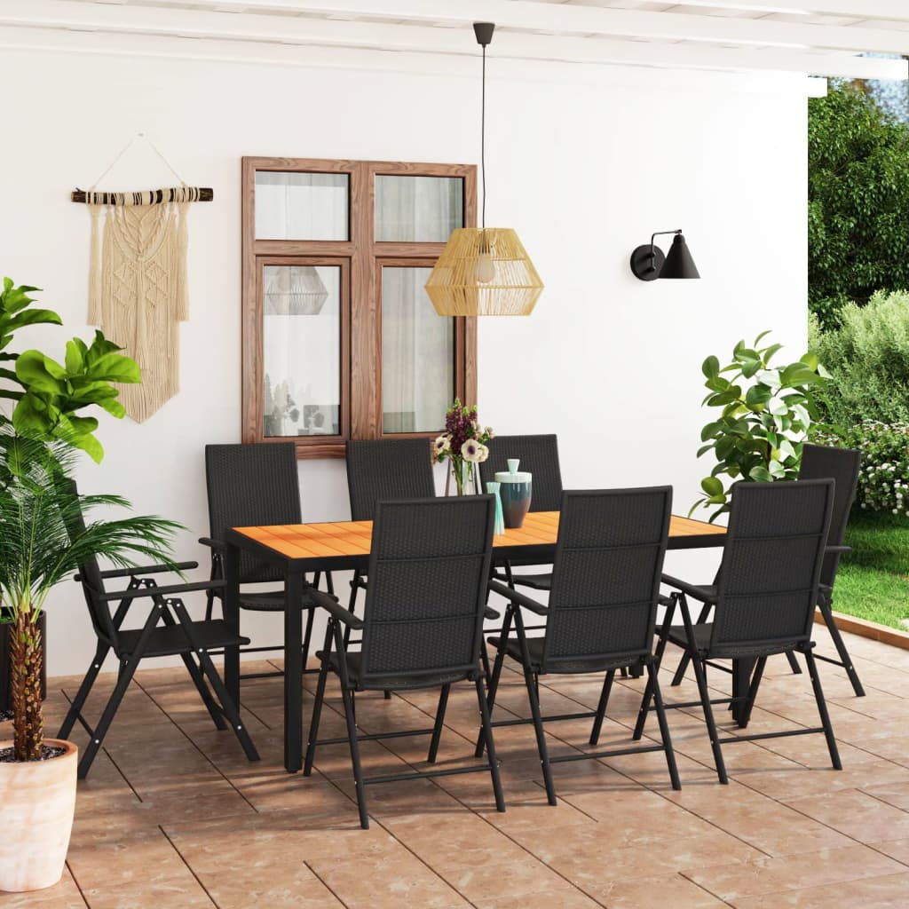 9-Tlg. Garten-Essgruppe Schwarz Und Braun