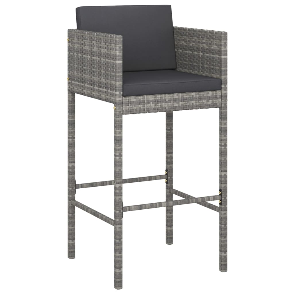 Barhocker 4 Stk. Mit Kissen Grau Poly Rattan