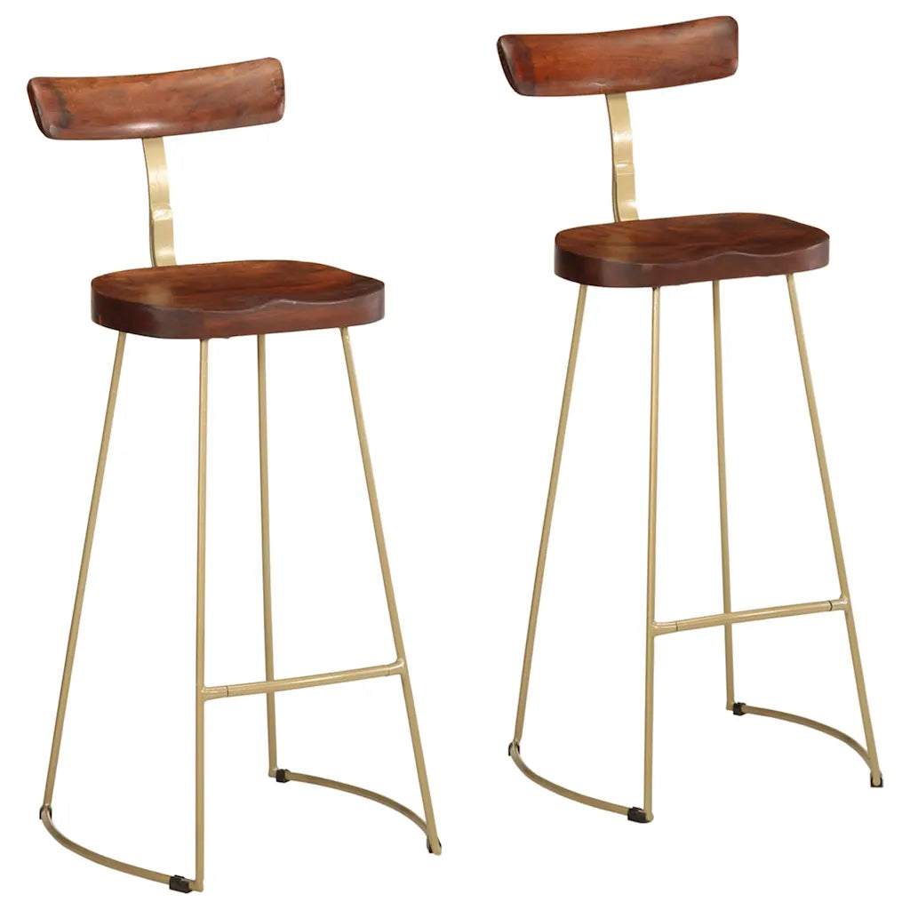 Barhocker 2 Stk. Mango Massivholz Braun