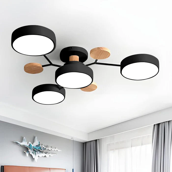 Stilvoller Runder LED-Kronleuchter Aus Eisen für Halbeinbau