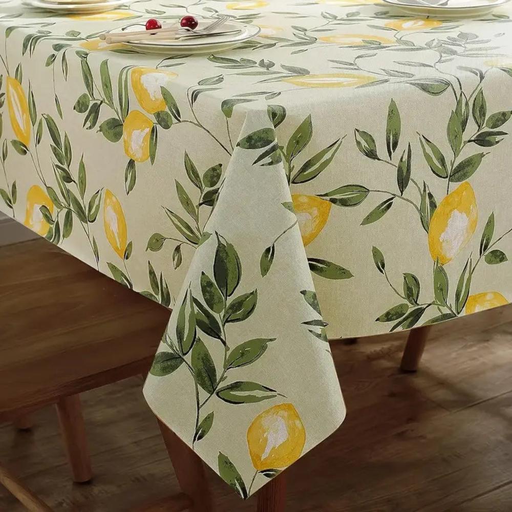 Tischdecke mit Zitronen- und Blätter-Muster