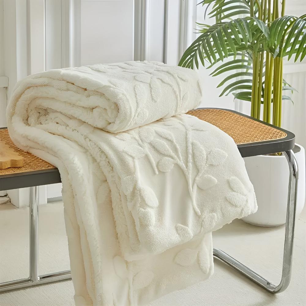 Elegante Sherpa-Decke mit Blattmotiv