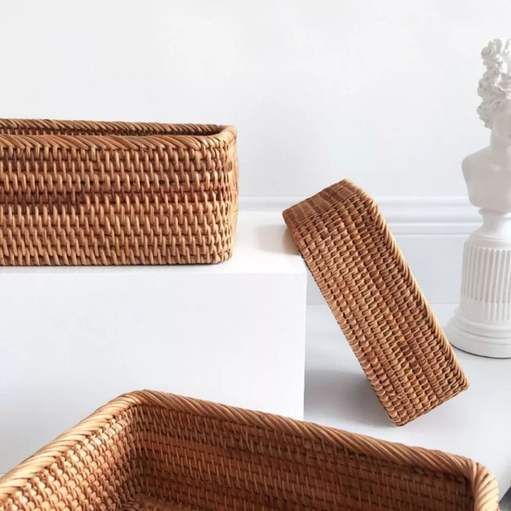 Aufbewahrungskorb aus Rattan | Rechteckige Form
