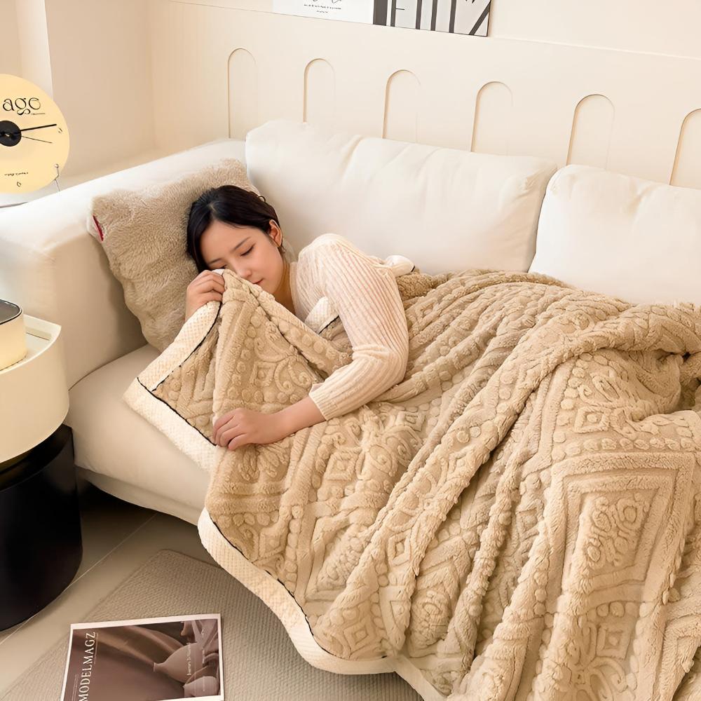 Sherpa-Decke mit Mandala-Motiv